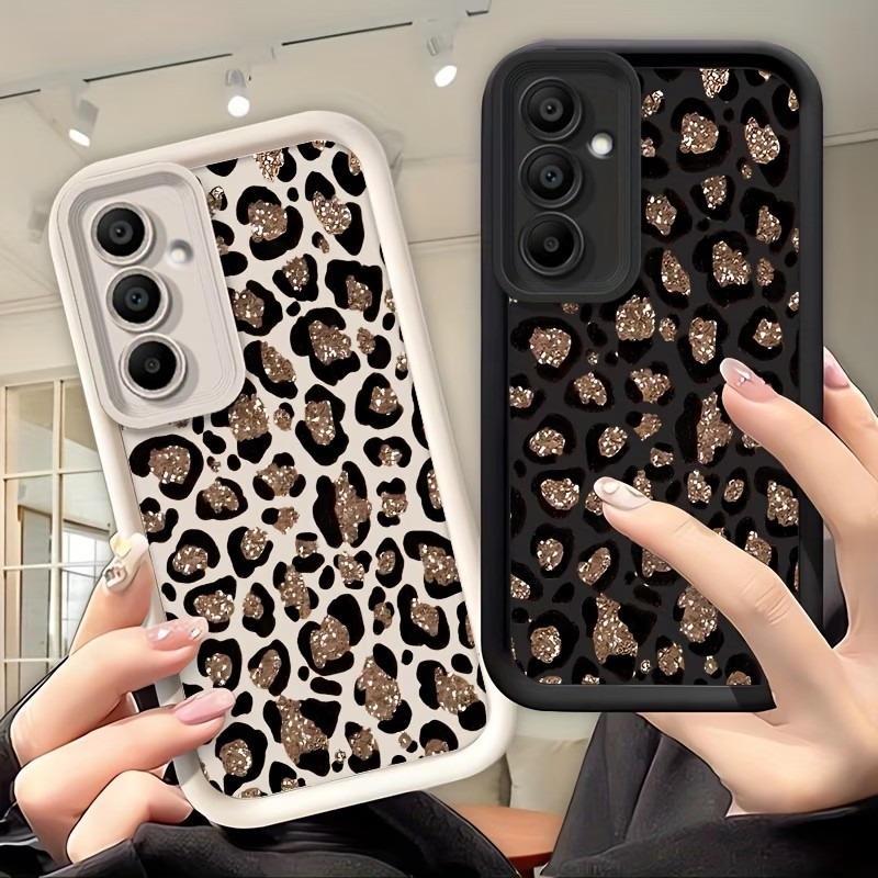 Samsung Galaxy A55 - Glitter Leopard Print Silicone Phone Case